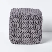 HOMESCAPES Grey Knitted Cube Footstool | £33.99 from Amazon
