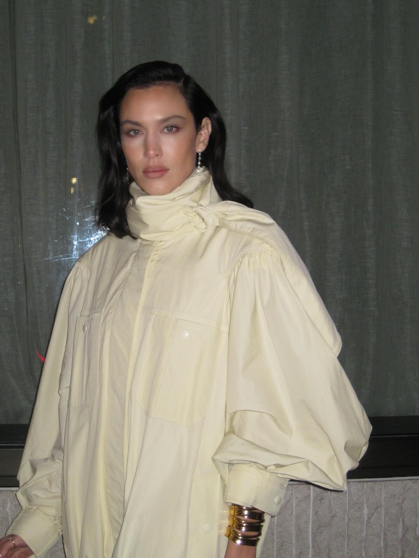 Alexa Chung with side parting hair