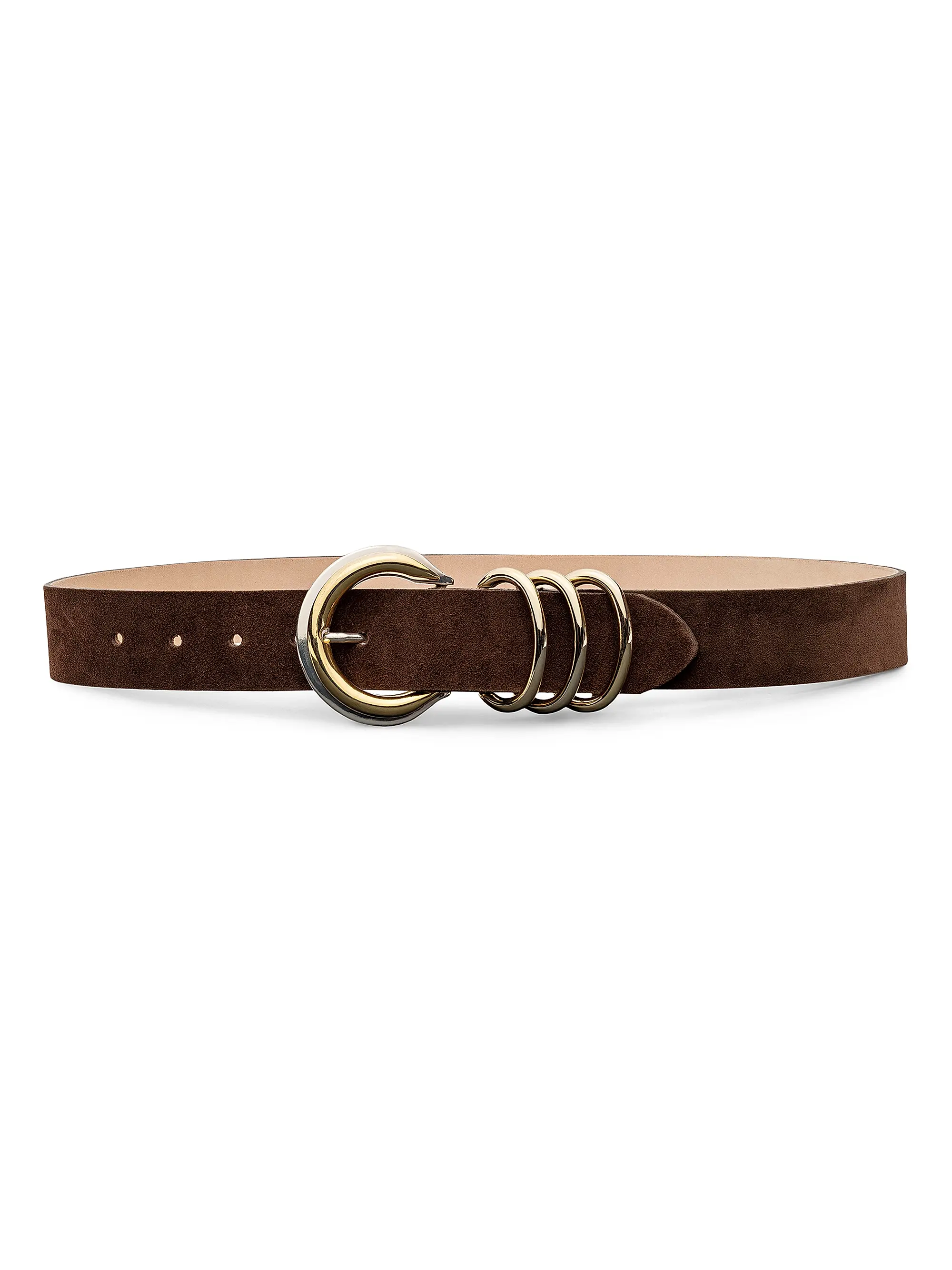 Two-Tone Buckle Suede Belt