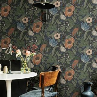 Green, red, and blue floral wallpaper from Wayfair