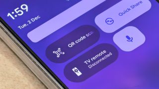 QR scanner tile in Quick Settings on a Google Pixel 10 Pro