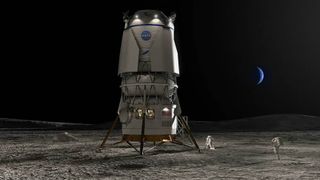 Blue Origin's large, crew-carrying Mark 2 moon lander can deliver up to 22 tons (20 metric tons) to the lunar surface in a reusable configuration or up to 33 tons (30 metric tons) in a one-way configuration.