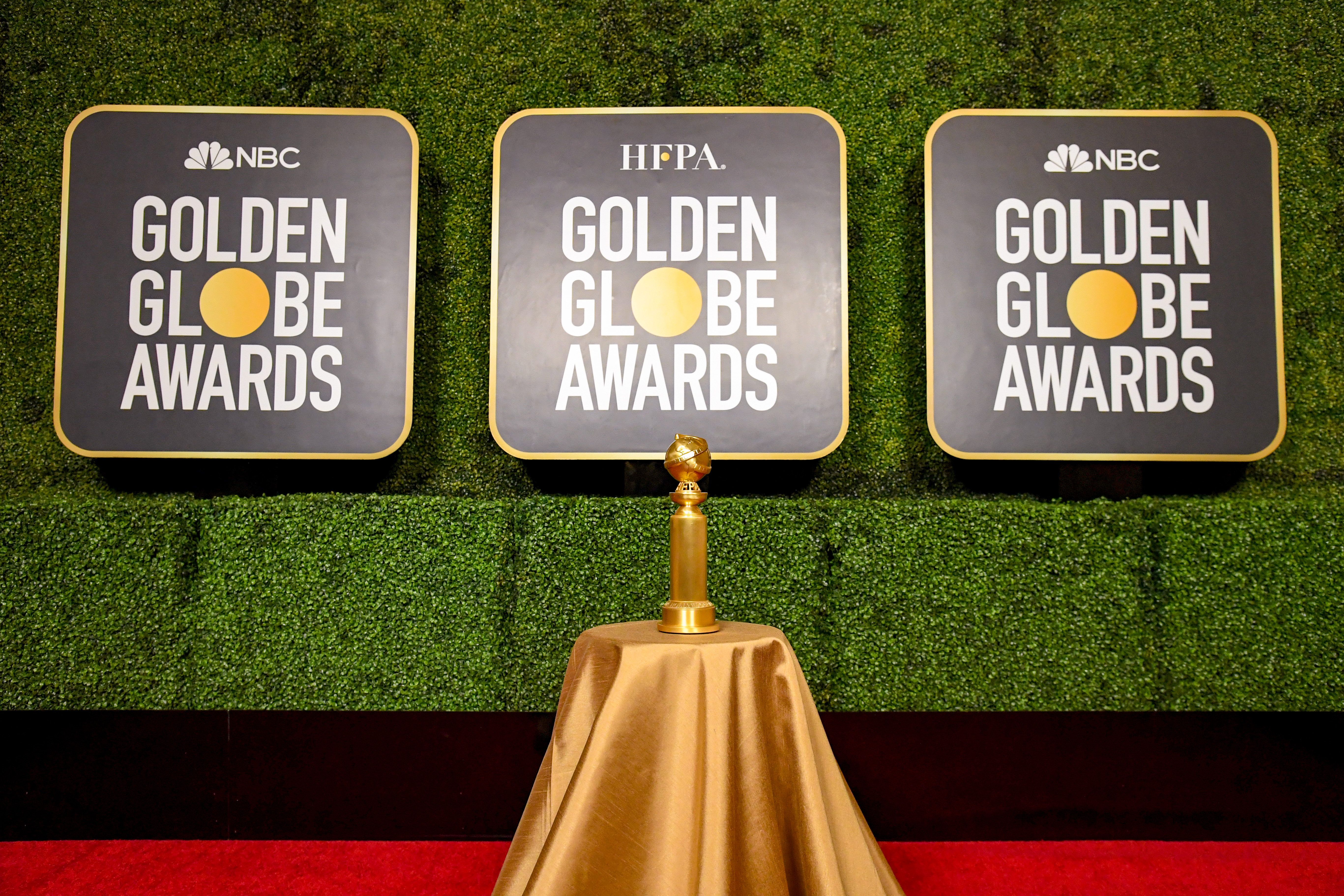 A view of the Golden Globe Trophy on display during the 78th Annual Golden Globe® Awards aired on February 28th, 2021 at The Rainbow Room on February 27, 2021 in New York City