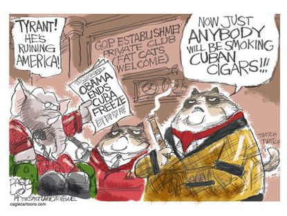 Editorial cartoon U.S. Cuba relations cigars