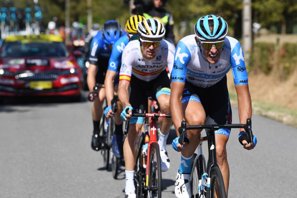 SARRAN CORRZE FRANCE SEPTEMBER 10 Nils Politt of Germany and Team Israel StartUp Nation Luis Leon Sanchez Gil of Spain and Astana Pro Team Breakaway during the 107th Tour de France 2020 Stage 12 a 218km stage from Chauvigny to Sarran Corrze 658m TDF2020 LeTour on September 10 2020 in Sarran Corrze France Photo by Tim de WaeleGetty Images