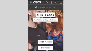 An image of the ASOS mobile site navigation – the search icon appear prominently on the main navigation.