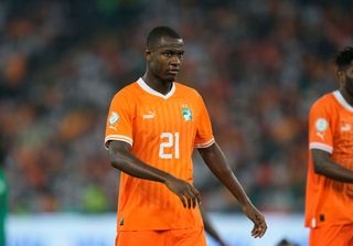 Ivory Coast AFCON 2023 squad: Obite Evan Ndicka of Ivory Coast during the TotalEnergies CAF Africa Cup of Nations group stage match between Ivory Coast and Guinea-Bissau at on January 13, 2024 in Abidjan, Ivory Coast. (Photo by Ulrik Pedersen/DeFodi Images via Getty Images)