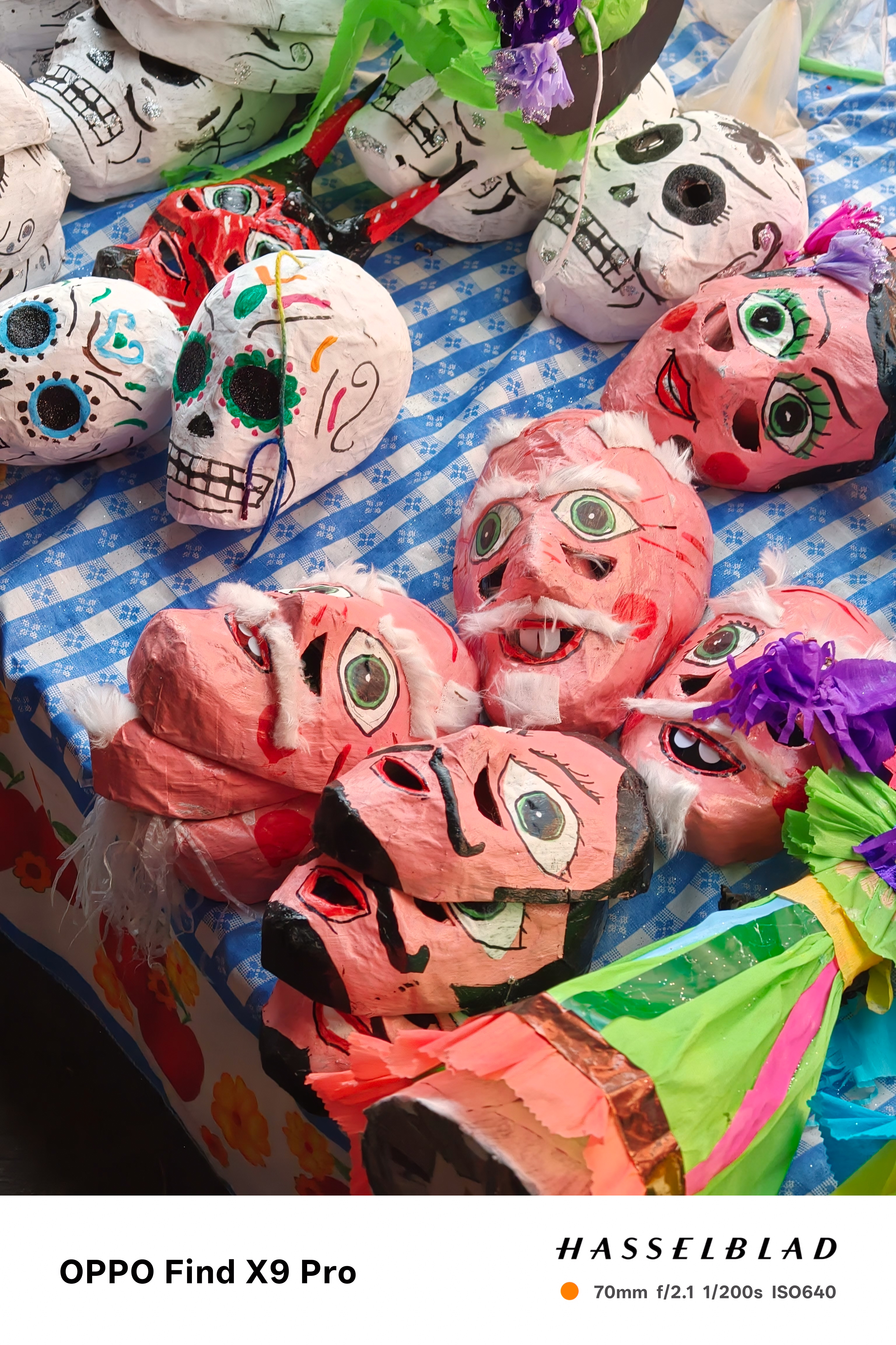 Day of the dead masks on a table
