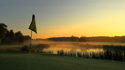 A golf course at daybreak