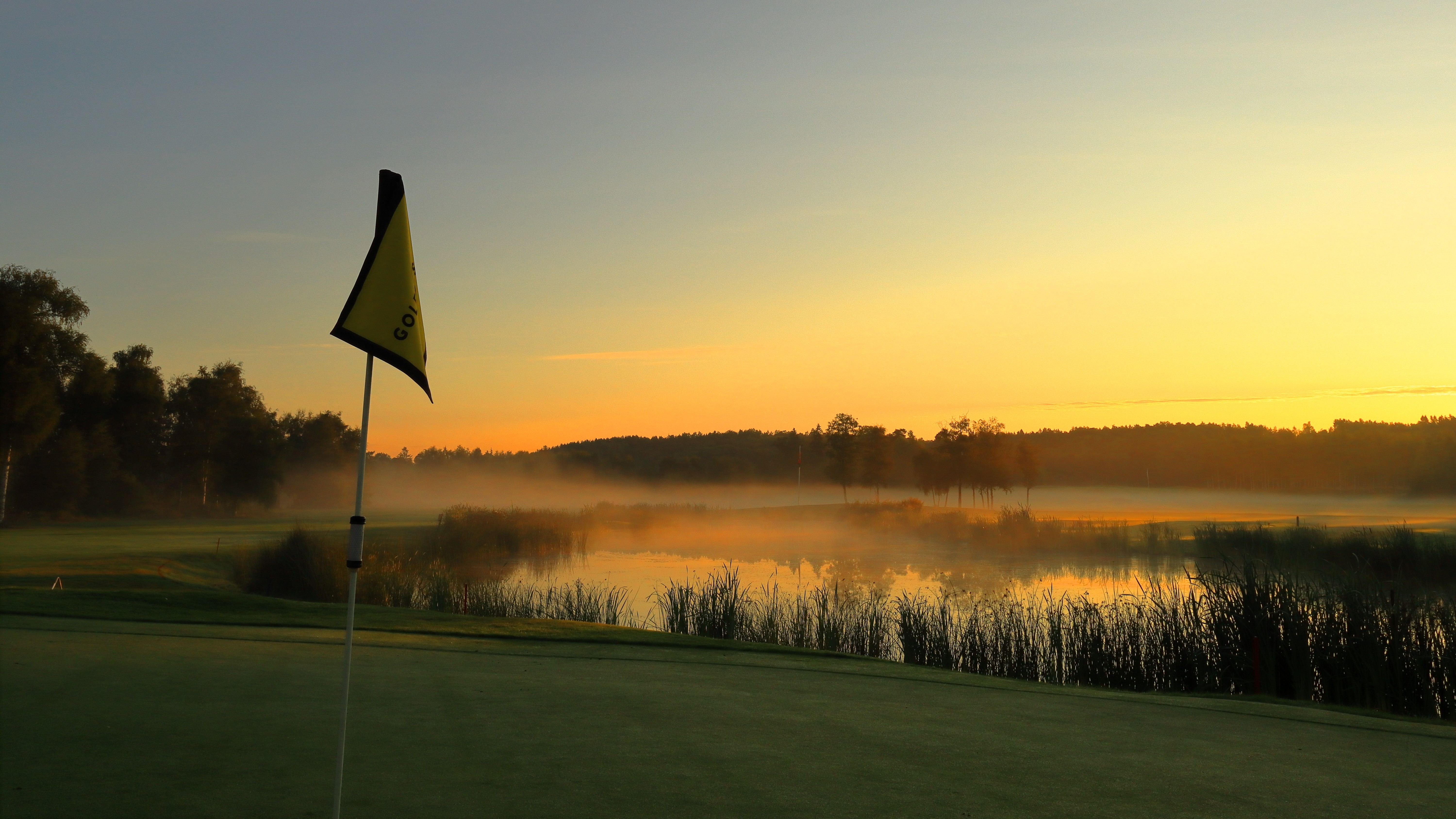 A golf course at daybreak