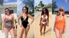 Four women wearing the best swimwear for women over 50