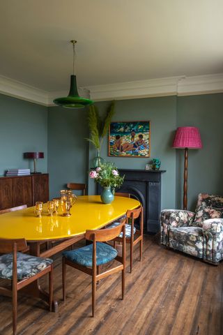 Colorful dining room in Edwardian beachside retreat in Kent