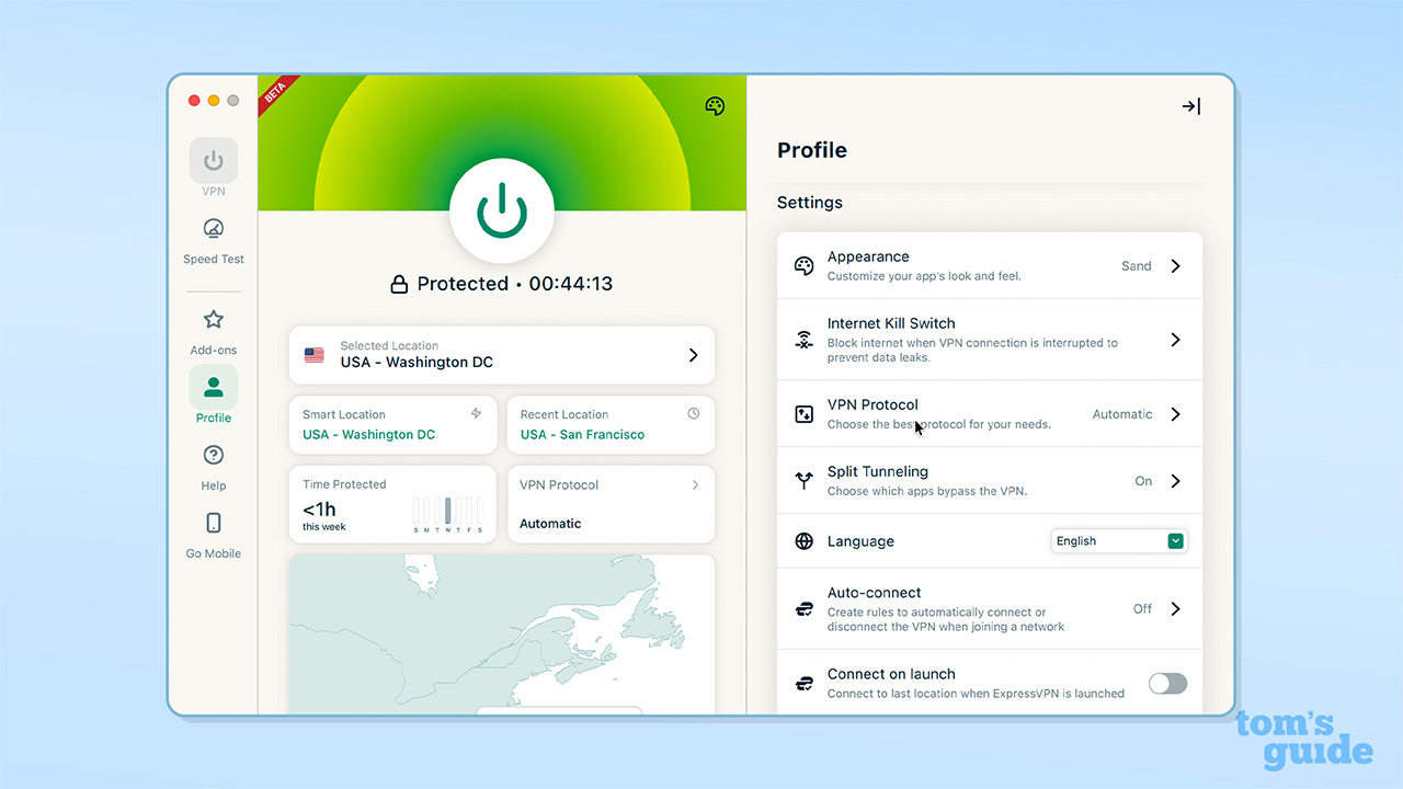 ExpressVPN Profile settings