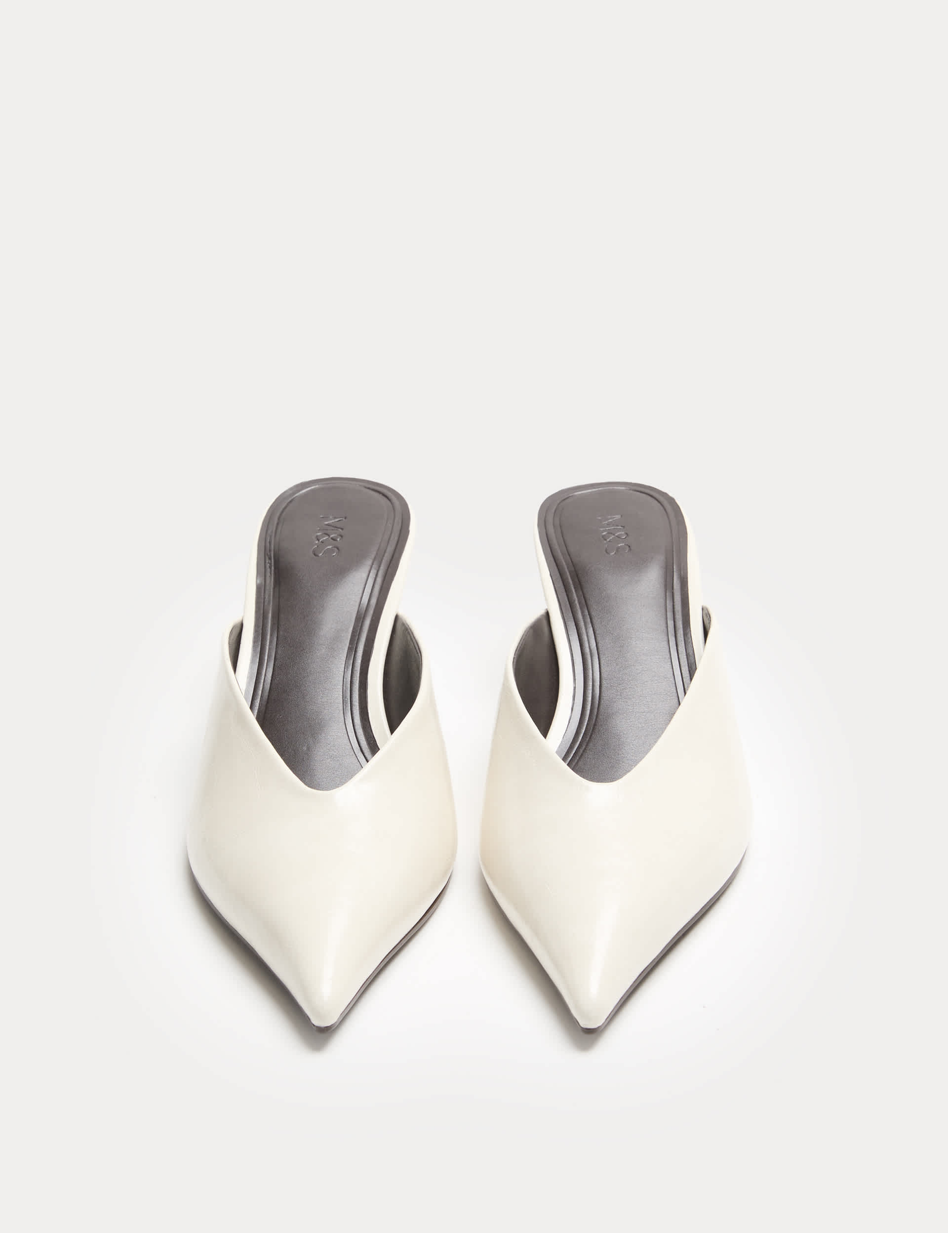 Patent Slip on Kitten Heel Pointed Mules