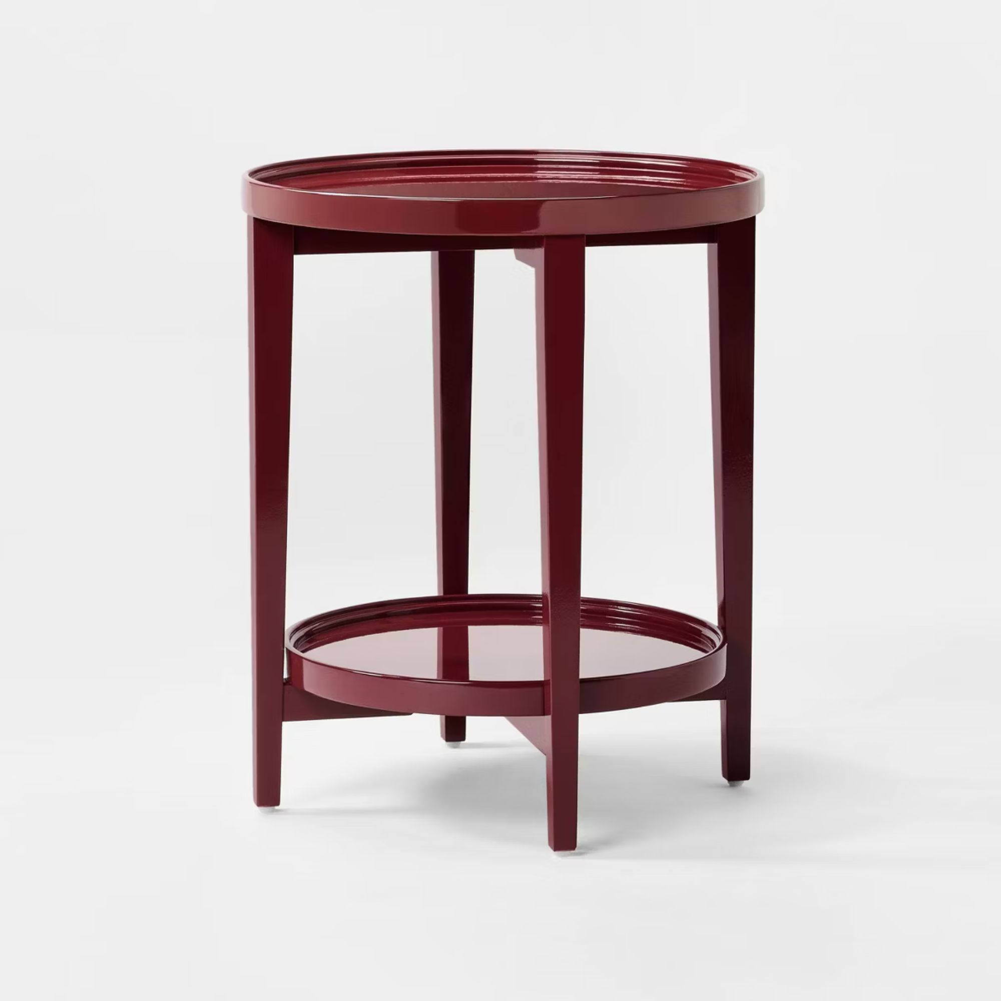 Accent Table Wood Round Lacquer Finish