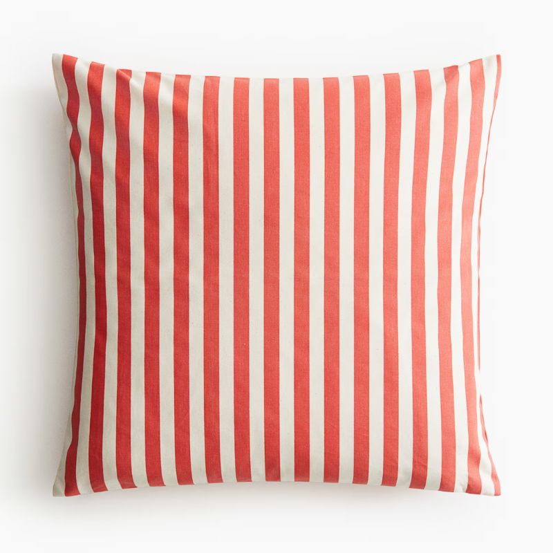 red and white striped outdoor cushion