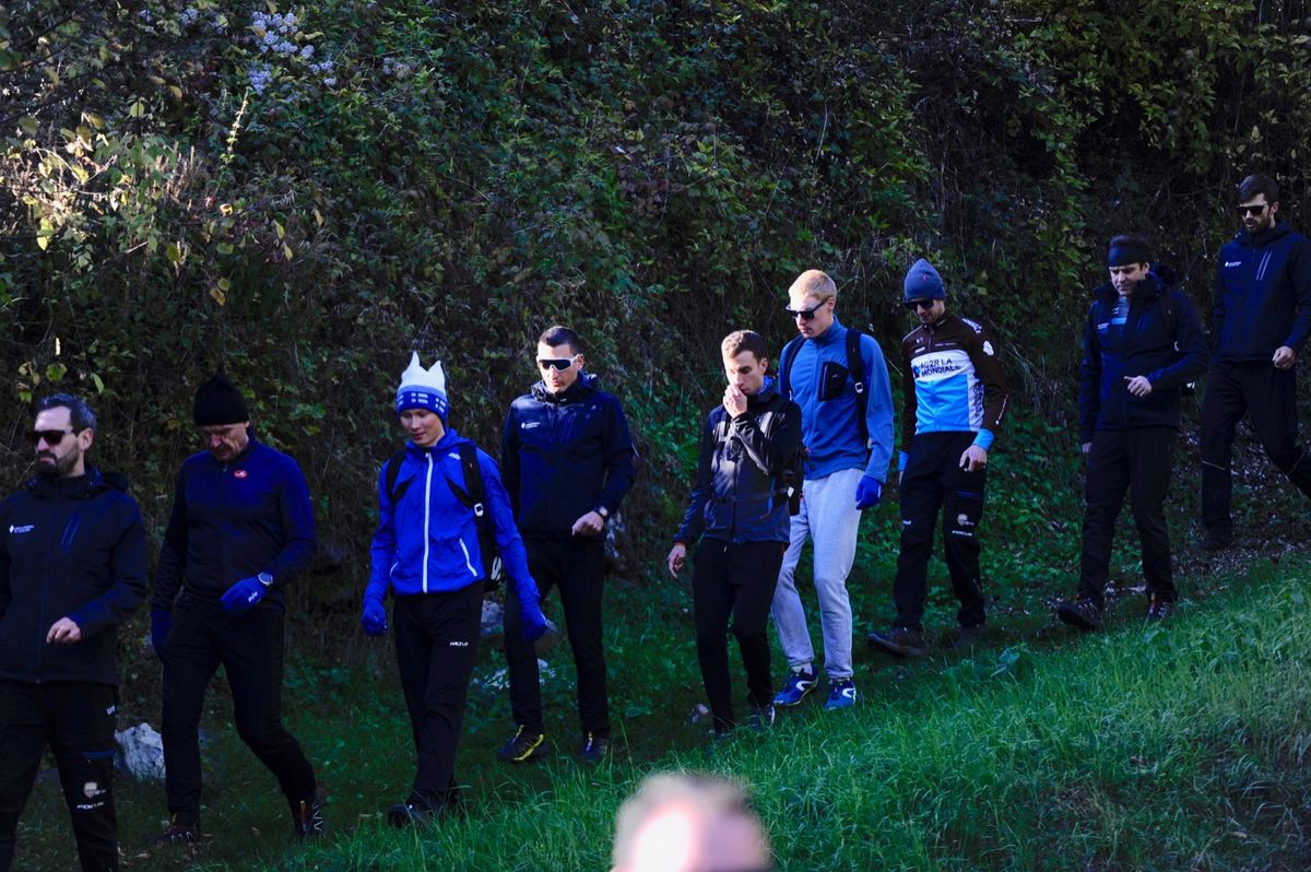 The riders and staff embark on an 11km walk