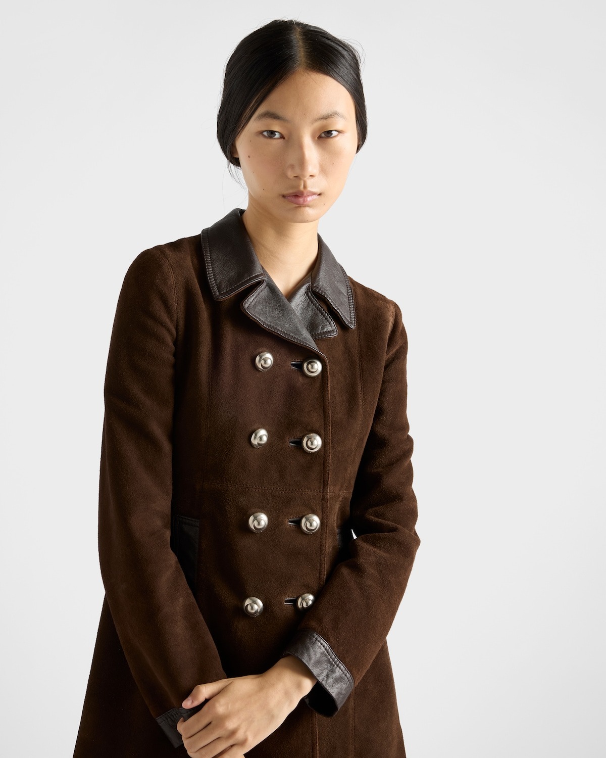 prada, Double-Breasted Suede Caban Jacket