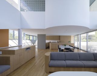 House in the Dune by Worrell Yeung, view towards kitchen