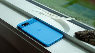 The Google Pixel 8a in the Bay blue colorway