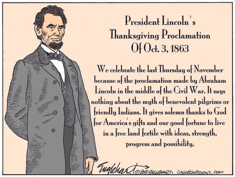 Editorial Cartoon U.S. Abraham Lincoln Thanksgiving