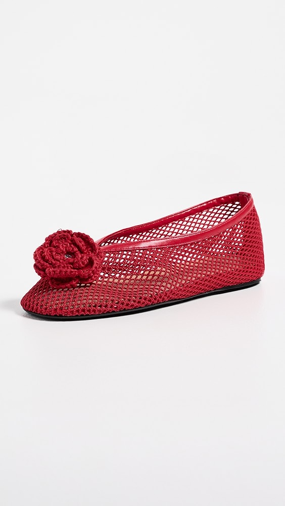 Ganni Jenny Ballerina Mesh Flower Flats