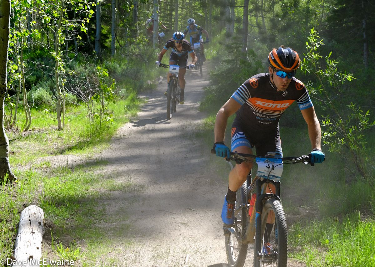 Spencer Paxson (Kona) riding in the top ten at Spooner Lake