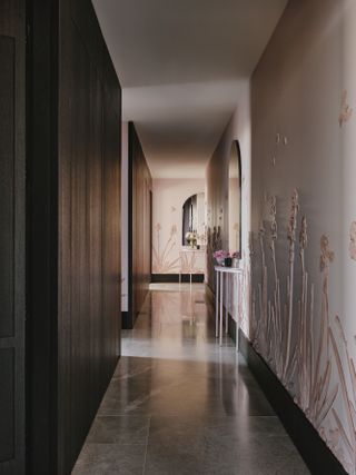 Corridor with pink walls