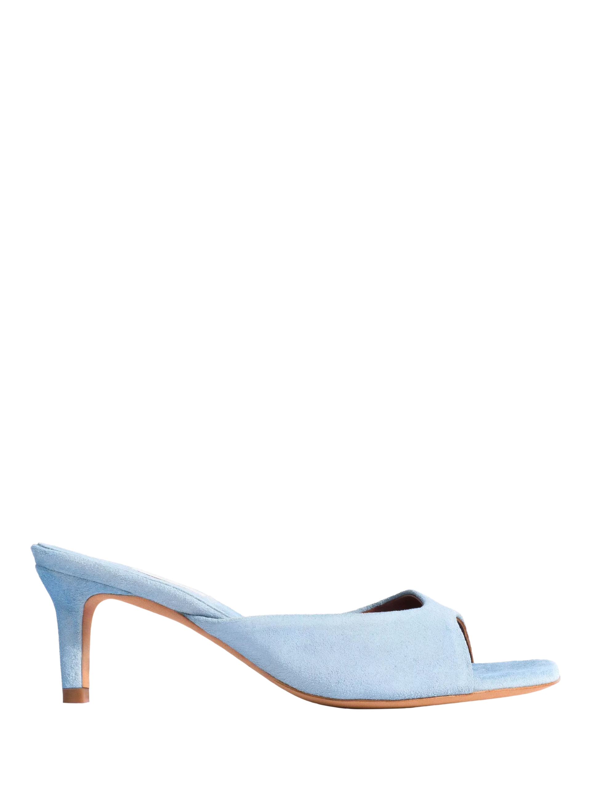 Anonymous Copenhagen Mazy 55 Suede Cone Heel Mule Sandals, Light Blue