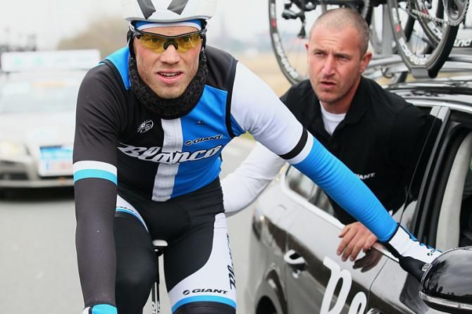 Lars Boom (Blanco) at the team car