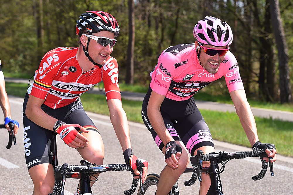 Tom Dumoulin (Giant-Alpecin) enjoying his day in pink