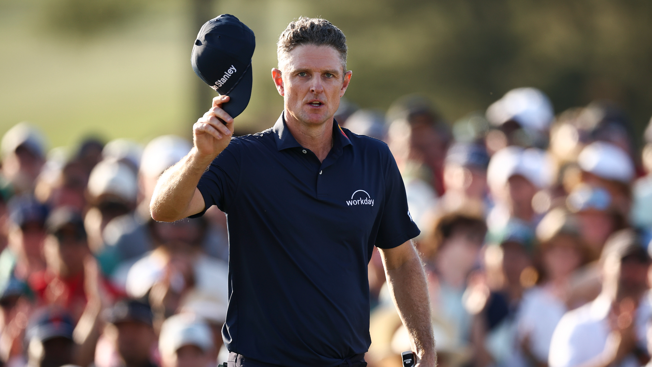 Justin Rose acknowledges support at The Masters 