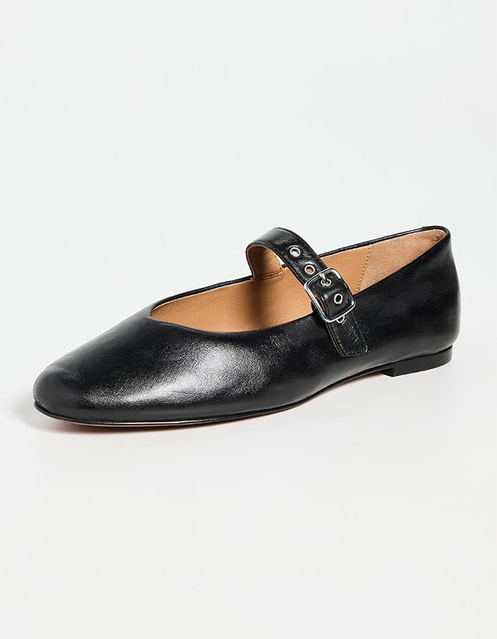 Madewell Women's Hera Grommet Mary Jane Flats, True Black, 8.5 Medium Us