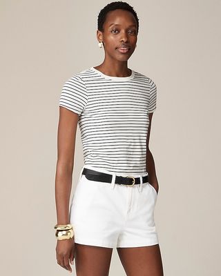 A-Line Denim Short in White