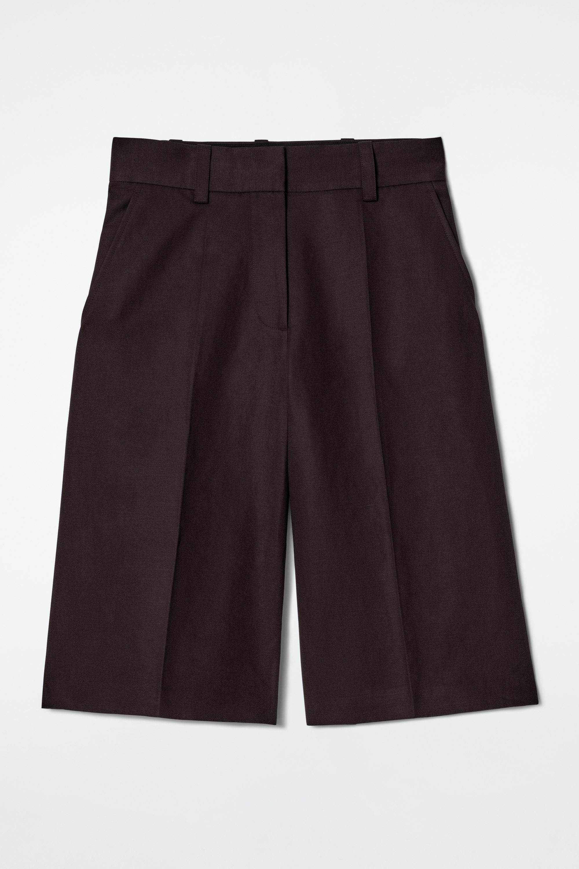 Tailored Linen-Blend Longline Shorts