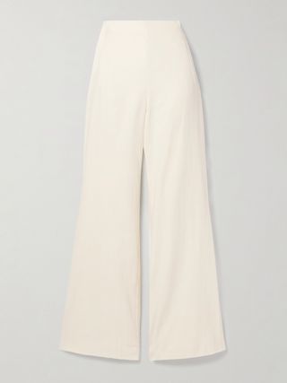 Cotton and Linen-Blend Twill Wide-Leg Pants