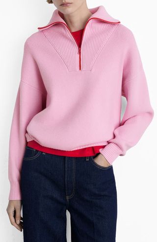 Contrast Half Zip Sweater