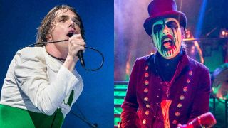 A composite photograph of My Chemical Romance’s Gerard Way and King Diamond performing separately onstage