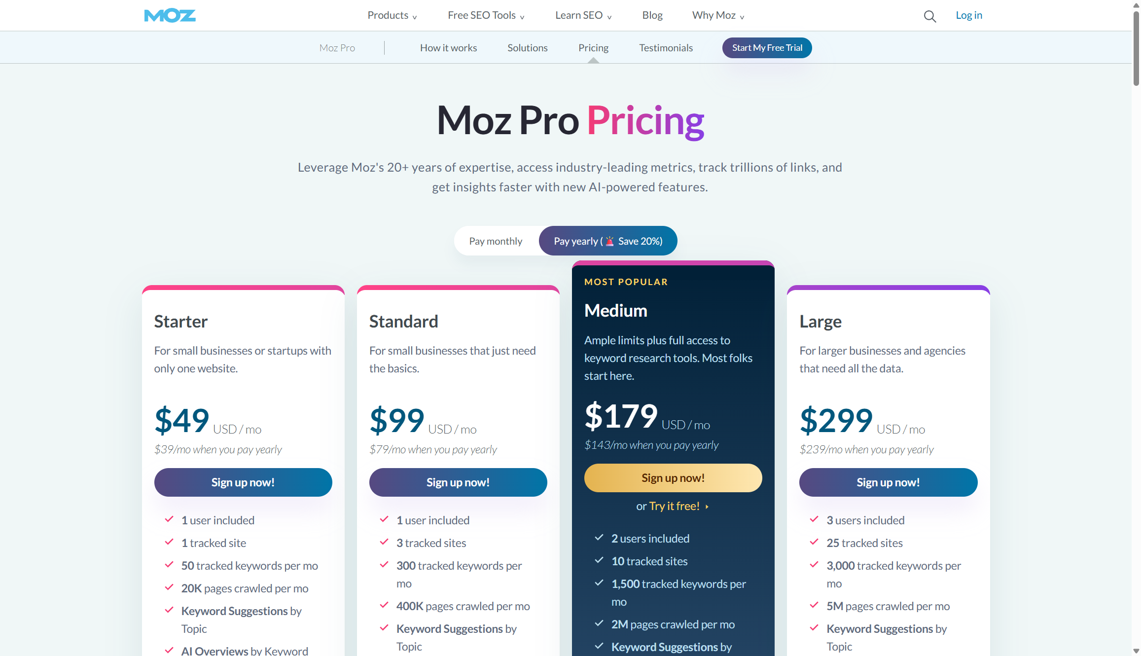 Moz Pro pricing 2026