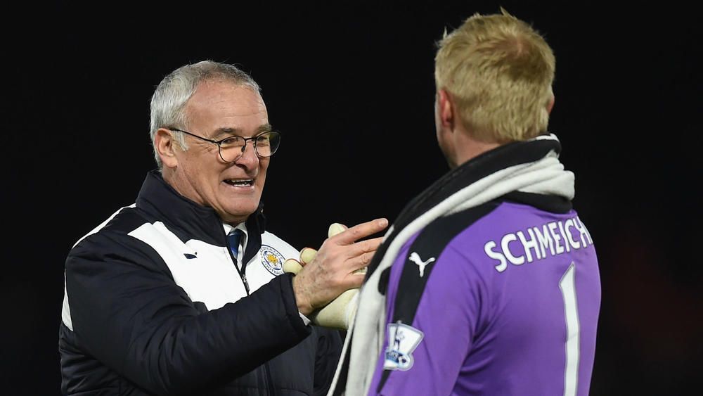 Claudio Ranieri and Kasper Schmeichel