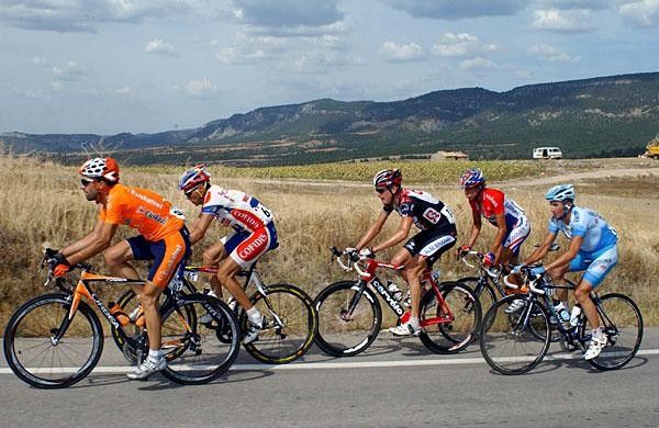 The break: Frederic Bessy (Cofidis), Michael Boogerd (Rabobank), Lars Bak (CSC), Davide Rebellin (Gerolsteiner) and I&ntilde;igo Landaluze (Euskaltel)
