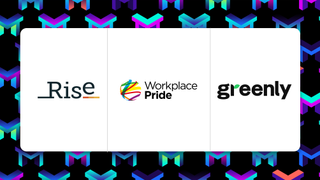 The logos of Rise, Workplace Pride, and Greenly on top of the TMT logos.
