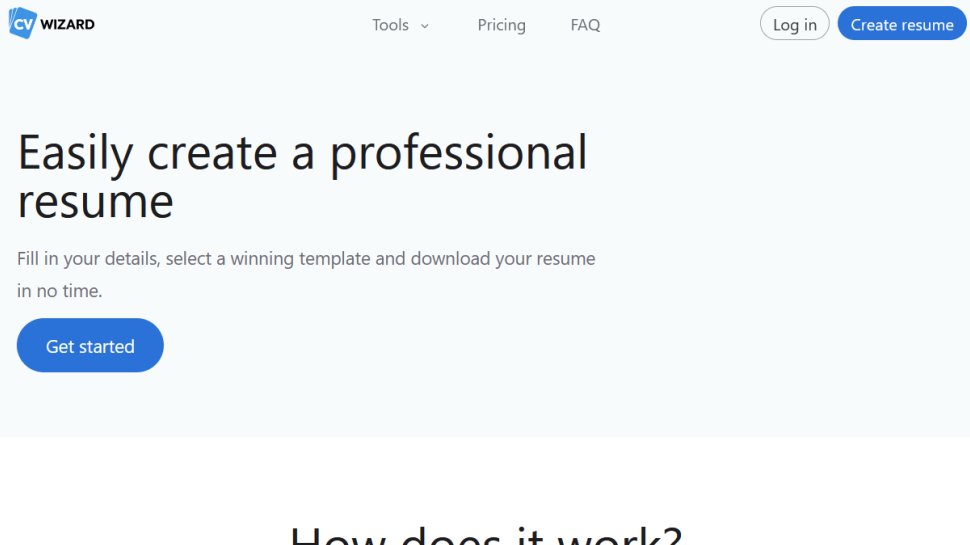CVwizard website screenshot (December 2025).