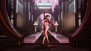 Eve in Stellar Blade wearing a red dress