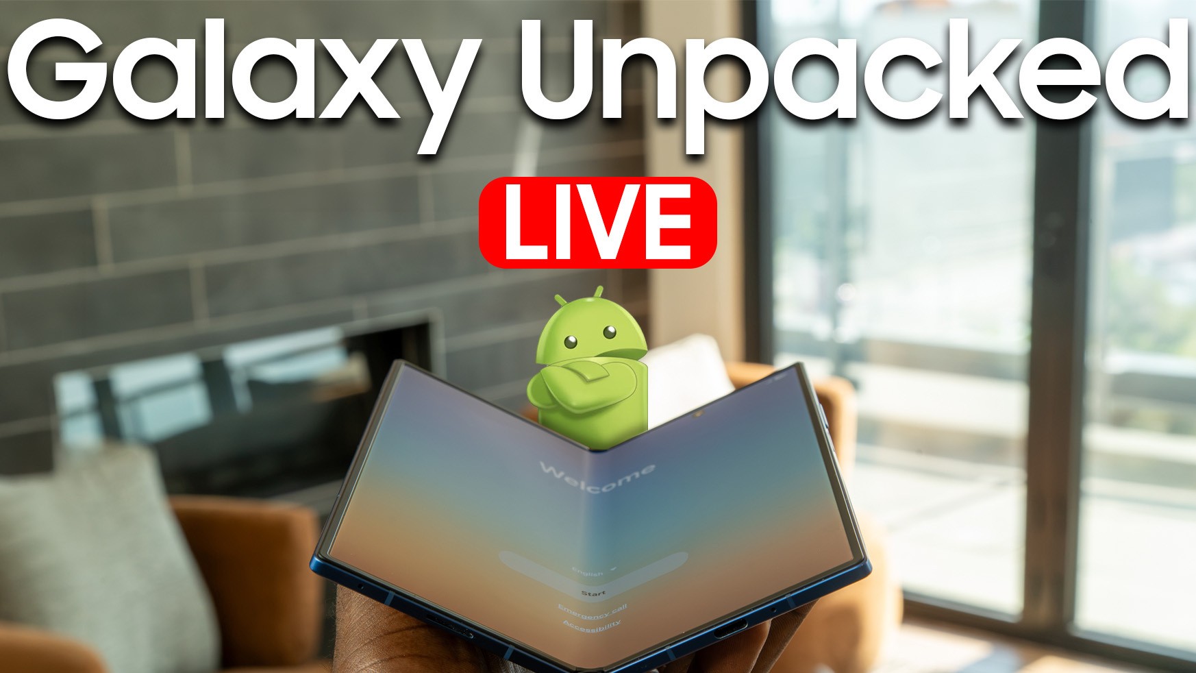 A Z Fold 7 opening up showcasing lloyd to say that the Galaxy Unpacked live blog is happening