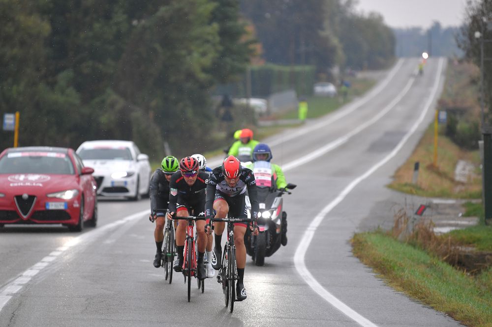 Mikkel Frolich Honore, Filippo Ganna, Joey Rosskopf and Matteo Sobrero in the Gran Piemonte breakaway