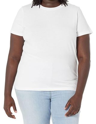 The Drop Women's Courtney Short Sleeve Tiny Crew Neck Jersey T-Shirt Shirt, -White, Xxs