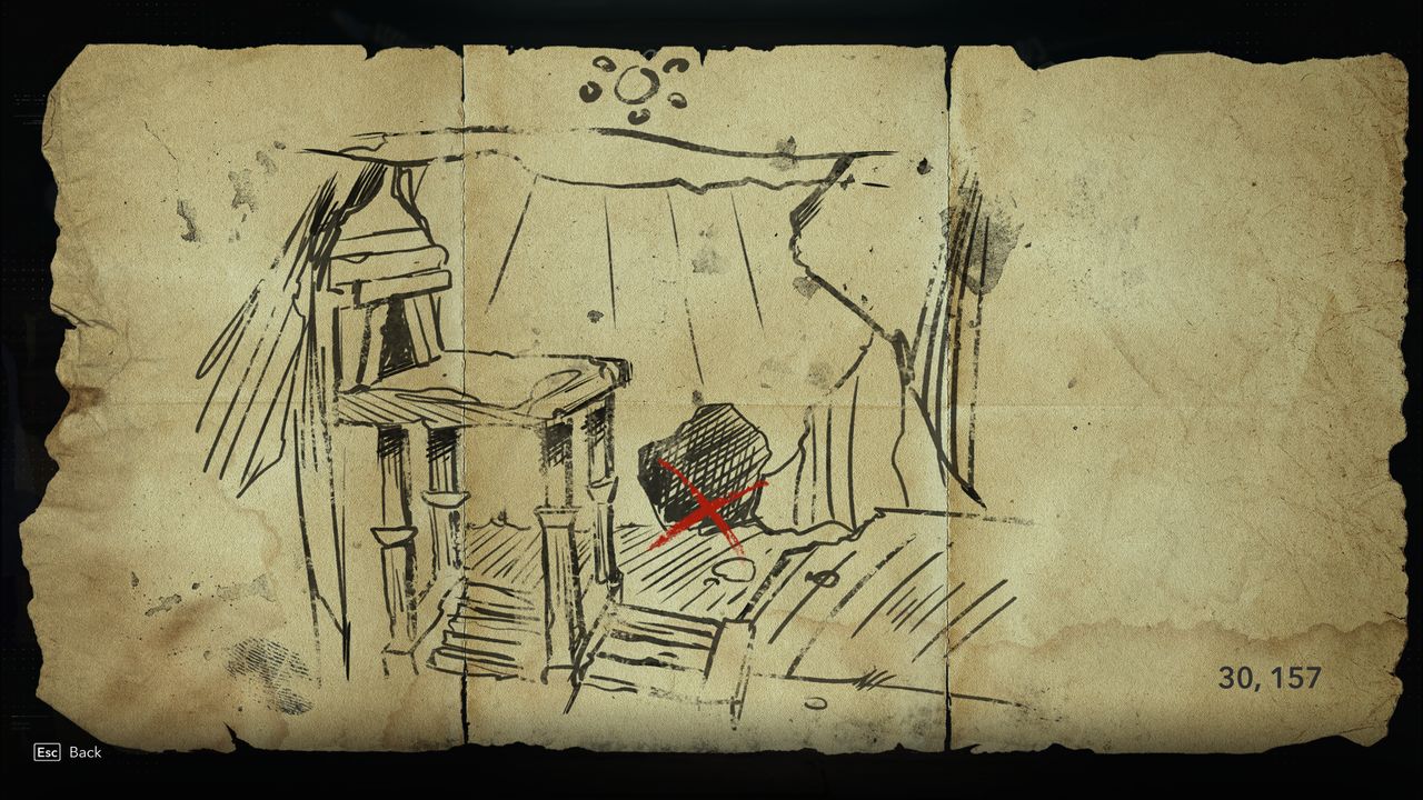 Black Flag treasure maps: A hand-drawn map leading to buried treasure.