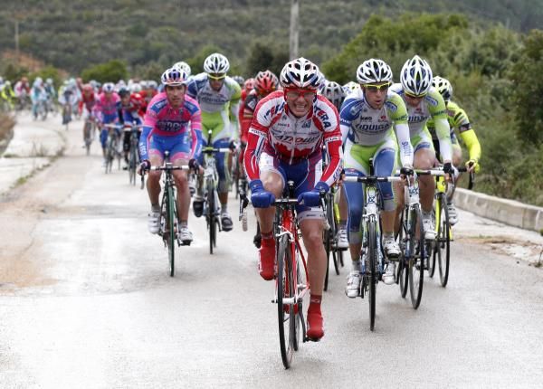 Danilo Di Luca (Katusha) attempts to power clear.