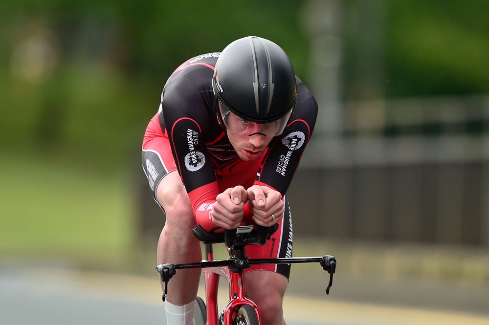 Ryan Perry on his way to third in the British time trial
